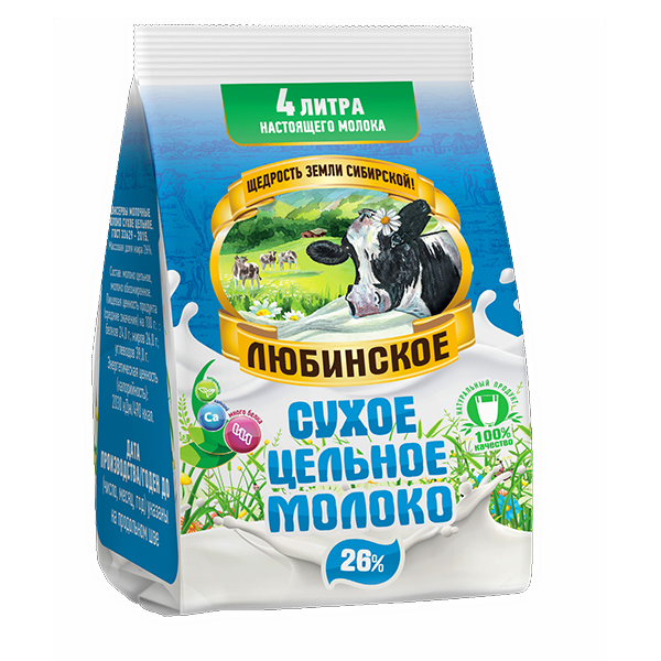Молоко сухое цельное Любинское 26% 350 гр