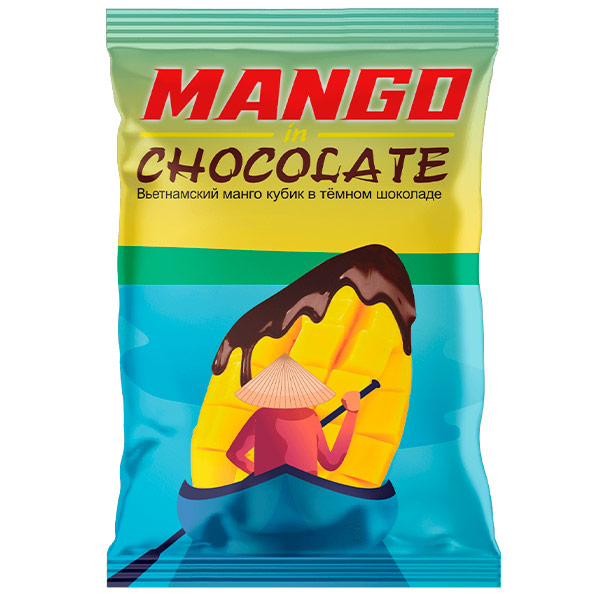 Конфеты Манго кубик в темном шоколаде 90 гр