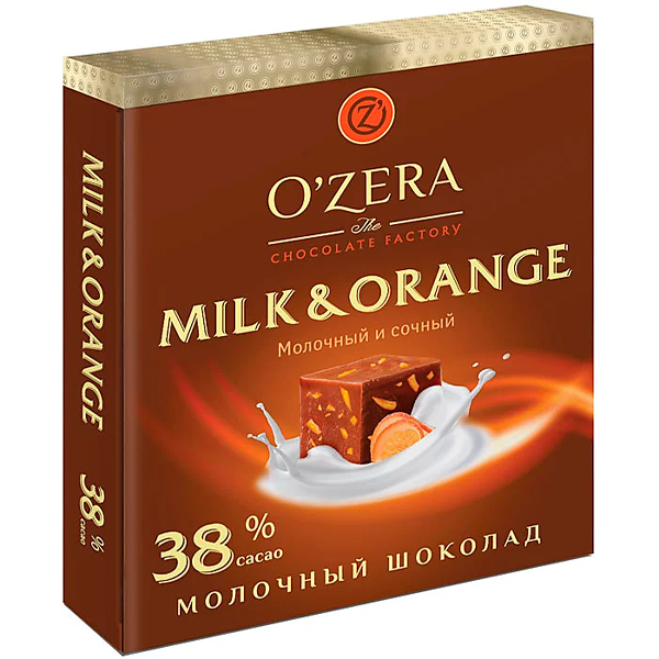 Шоколад OZera Milk&Orange молочный с апельсином 38% 90 гр