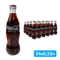 Coca-cola / Кока Кола импорт 0,25 литра, стекло, 24 шт. в уп.