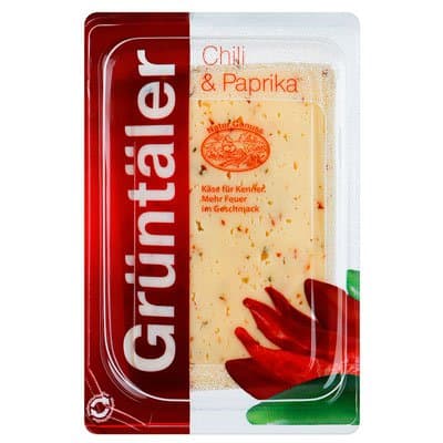Сыр Gruntaler с чили и паприкой 50% нарезка БЗМЖ 250 гр