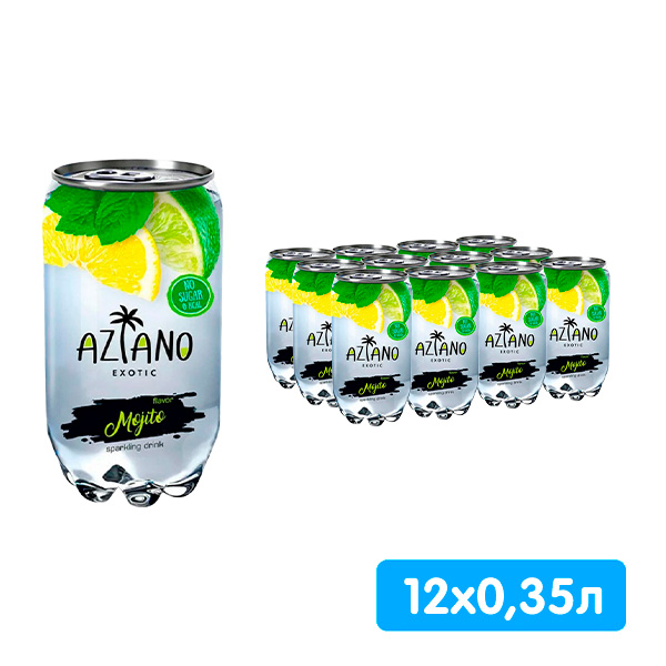 Напиток Aziano со вкусом Мохито 0.35 литра, слабогазированный, пэт, 12 шт. в уп. Напиток Aziano со вкусом Мохито 0.35 литра, слабогазированный, пэт, 12 шт. в уп.