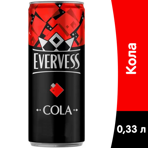 Evervess / Эвервес Кола 0,33 литра, газ, ж/б, 12 шт. в уп.