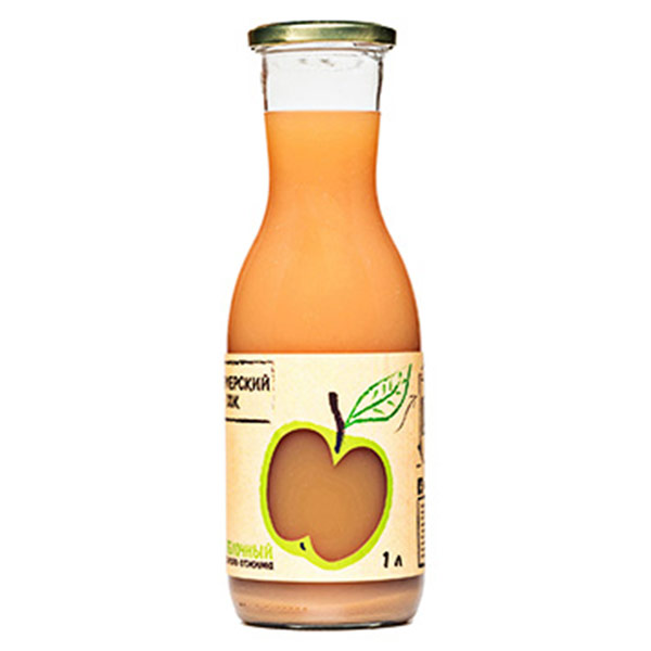 Сок яблочный Доброе Поле прямого отжима (Ферма М2) 1 литр