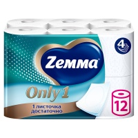 Туалетная бумага Zewa Just1 белая 4х-слойная (12шт.)
