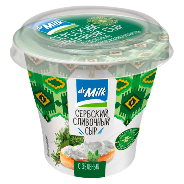 Сыр сливочный Dr.Milk Сербский с зеленью 55% БЗМЖ 150 гр