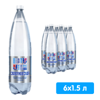 Вода лечебно-столовая Славяновская 1.5 литра, газ, пэт, 6 шт. в уп.