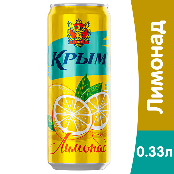 Лимонад Крым 0.33 литра, газ, ж/б, 6 шт. в уп