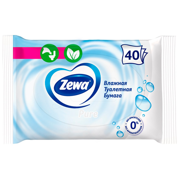 Влажная туалетная бумага Zemma Pure 40 листов