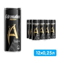 Энергетический напиток Адреналин Раш 0.25 литра, ж/б, 12 шт. в уп.