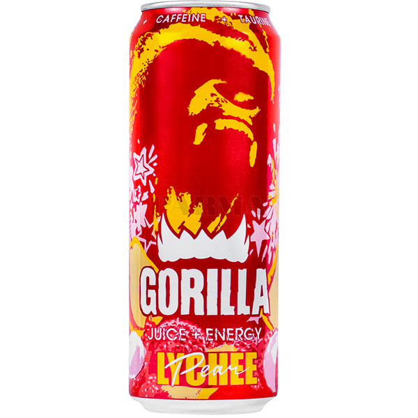 Энергетический напиток Gorilla Личи-Груша 0,45 литра, ж/б, 24 шт. в уп.