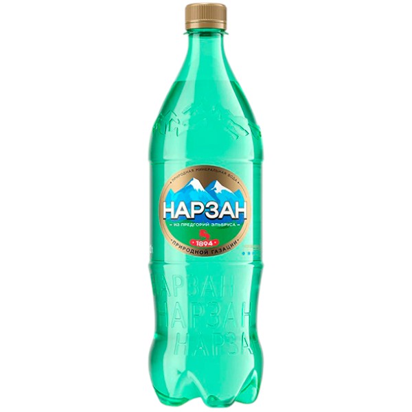 Вода Нарзан 1 литр, природной газации, пэт, 9 шт. в уп.