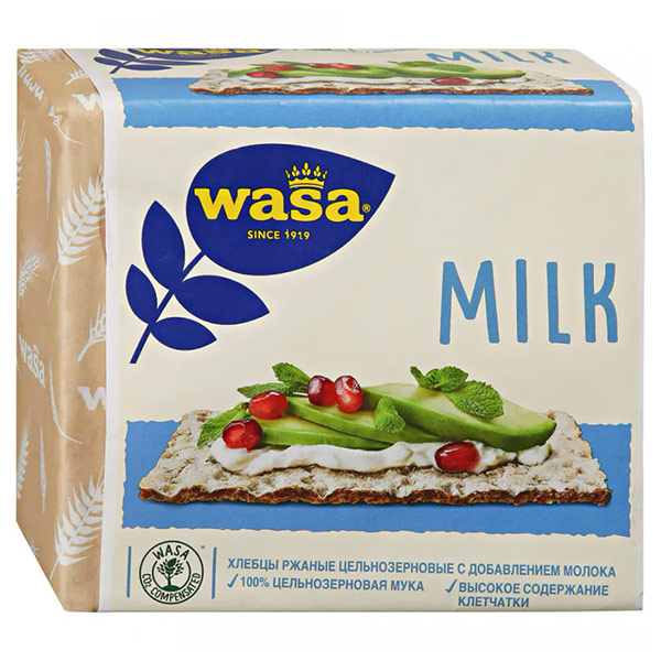 Хлебцы ржаные цельнозерновые Wasa с добавлением молока 230 гр