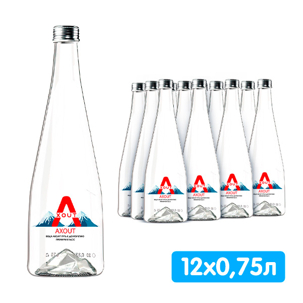 Вода Axout 0.75 литра, без газа, стекло, 12 шт. в уп