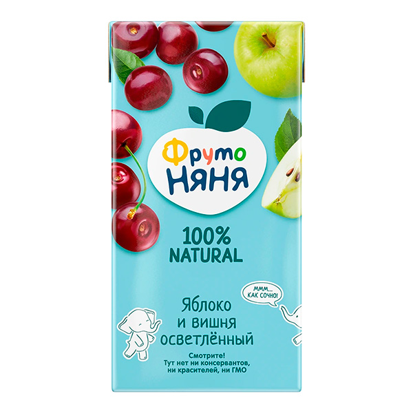Нектар детский 3+ ФрутоНяня яблоко-вишня осветлённый 0.5 литра, 12 шт. в уп.