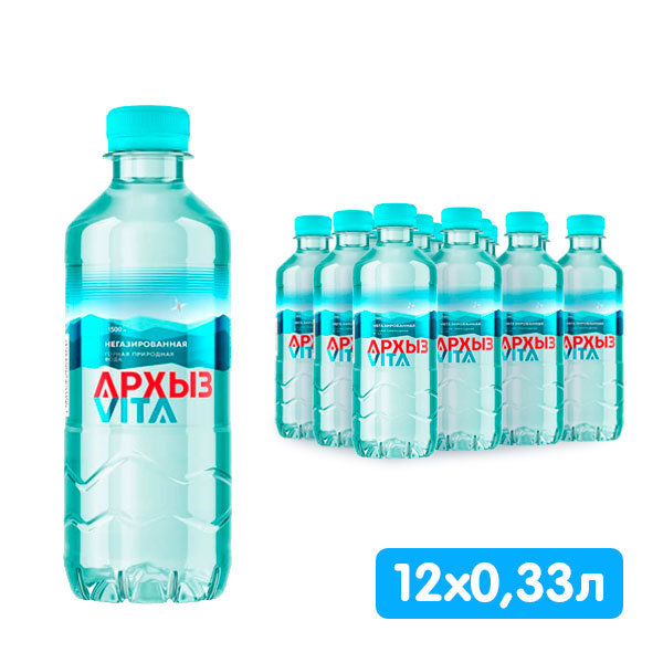 Вода Архыз Vita 0.33 литра, без газа, пэт, 12 шт. в уп.