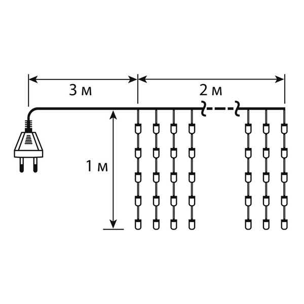 Электрогирлянда B&H занавес разноцветная 120 Led 2 м.