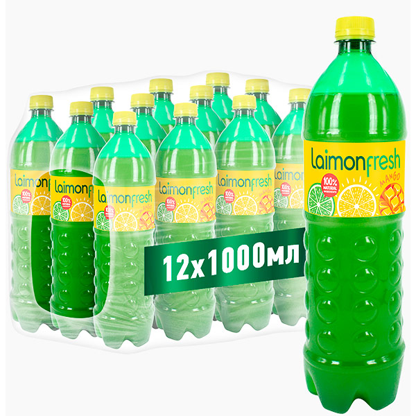 Напиток Laimon Fresh Mango 1 литр, среднегазированный, ПЭТ, 12 шт. в уп.
