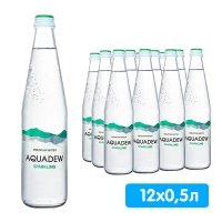 Вода Aqua Dew 0.5 литра, газ, стекло, 12 шт. в уп.