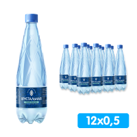 Вода Хрустальная питьевая 0,5 литра, газ, пэт, 12 шт. в уп.