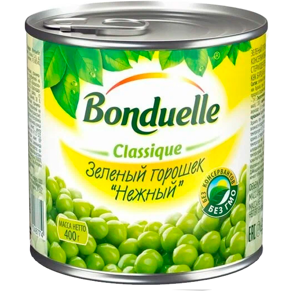 Горошек Bonduelle зеленый Нежный ж/б 425 гр Горошек Bonduelle зеленый Нежный ж/б 425 гр - фото 1