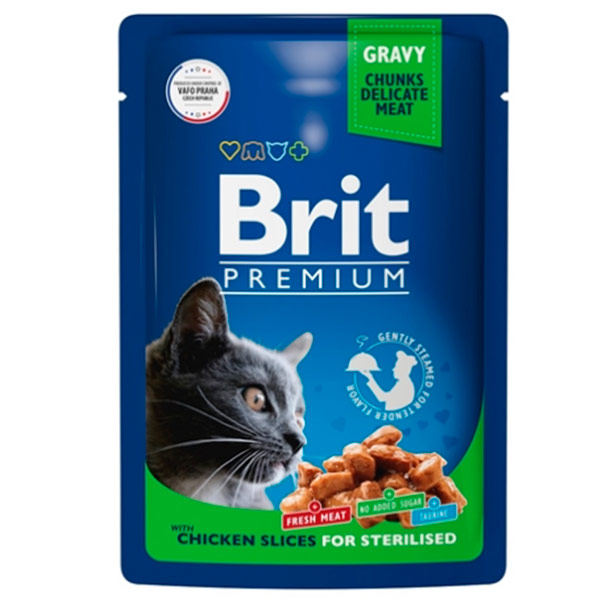 Корм Brit для стерилизованных кошек цыпленок 85 гр