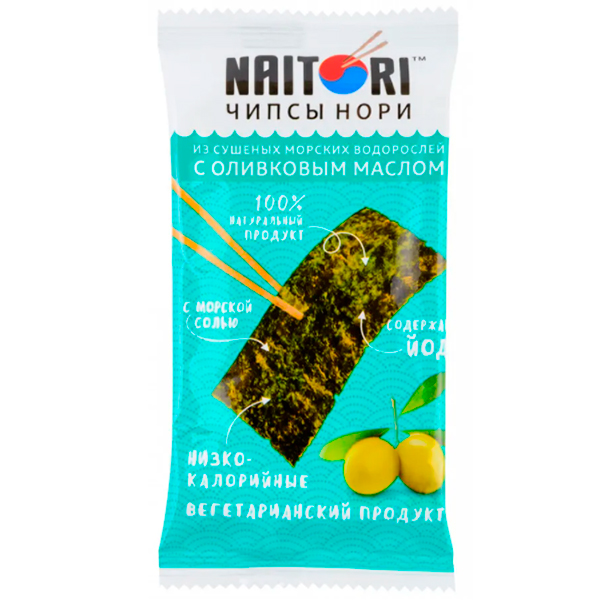 Чипсы нори Naitori с оливковым маслом, из морской капусты 3 гр