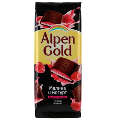 Шоколад Alpen Gold темный малина и йогурт 90 гр
