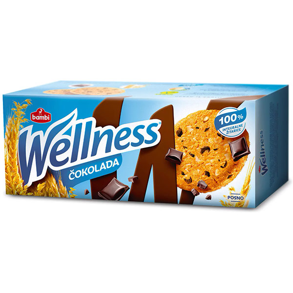 Печенье Wellness цельнозерновое с шоколадом и витаминами 210 гр