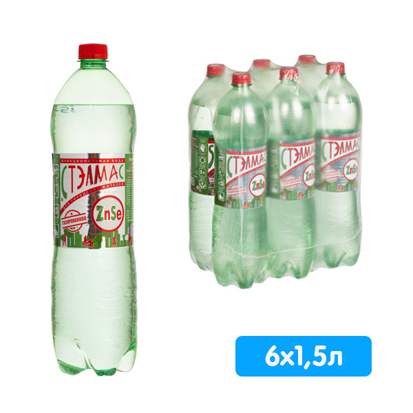 Вода Stelmas Zn Se I Cr1.5 литра, газ, пэт, 6 шт. в уп.