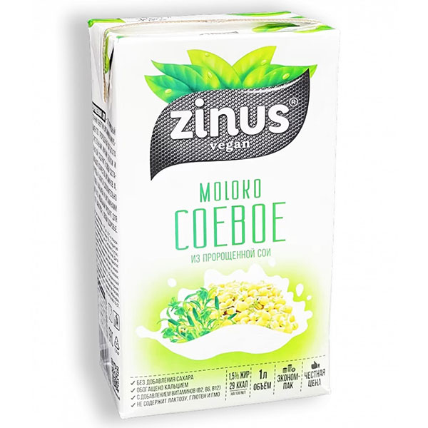Напиток Zinus vegan Соевое Молоко 1,5% 1 литр