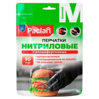 Перчатки Paclan нитриловые неопудренные размер М 10 шт