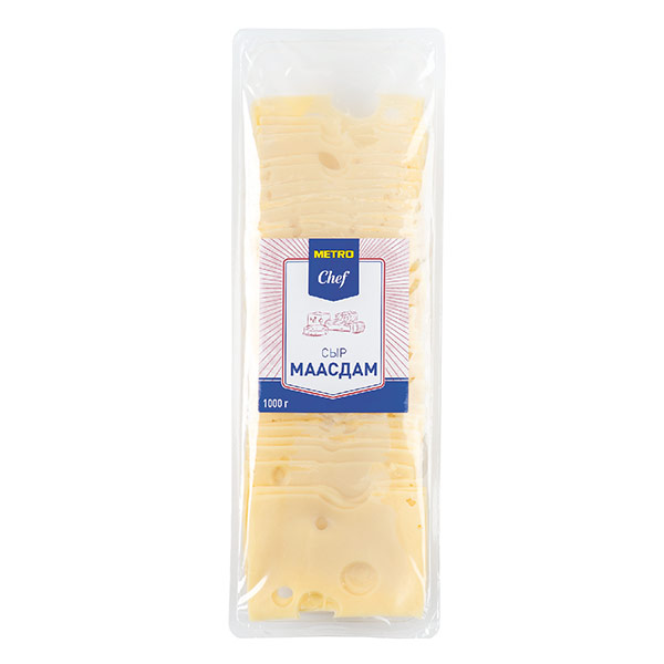 Сыр Маасдам Metro Chef нарезка 45% БЗМЖ 1 кг