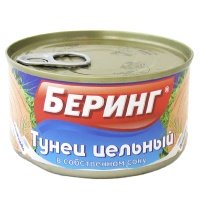 Тунец Беринг Премиум цельный в собственном соку ж/б 200 гр