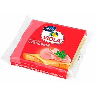 Сыр Valio Виола плавленный с ветчиной слайсы 45% БЗМЖ 140 гр