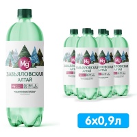 Вода Завьяловская Алтай Mg 0.9 литра, газ, пэт, 6 шт. в уп.
