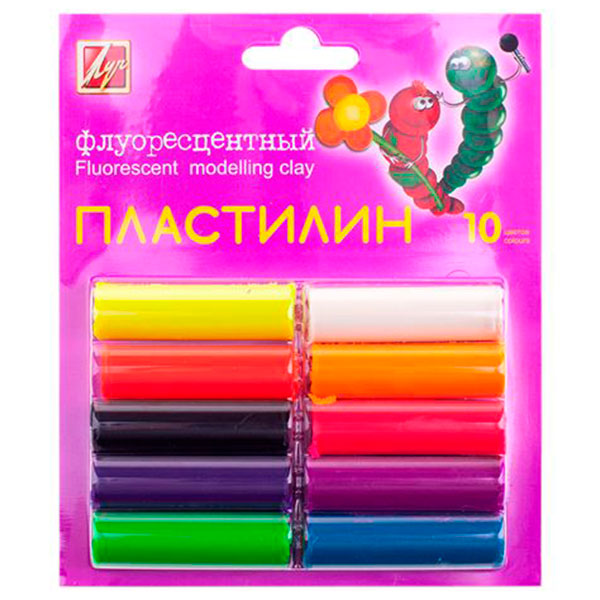 

Пластилин Флуоресцентный Луч 10 цветов 132 гр