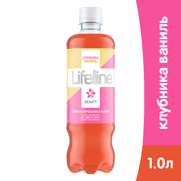 Витаминизированный напиток Life Line Beauty клубника и ваниль 0.5 литра, пэт, 12 шт. в уп