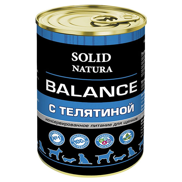 

Влажный корм для собак Solid Natura Balance с телятиной 340 гр