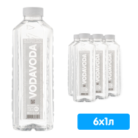 Вода VodaVoda 1 литр, без газа, пэт, 6 шт. в уп.