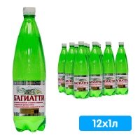 Вода Багиатти 1 литр, газ, пэт, 12 шт. в уп.