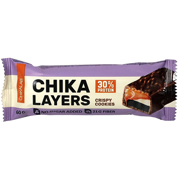 Батончик протеиновый Chikalab Chika Layers Crispy Cookies хрустящее печенье с двойным шоколадом 60 гр