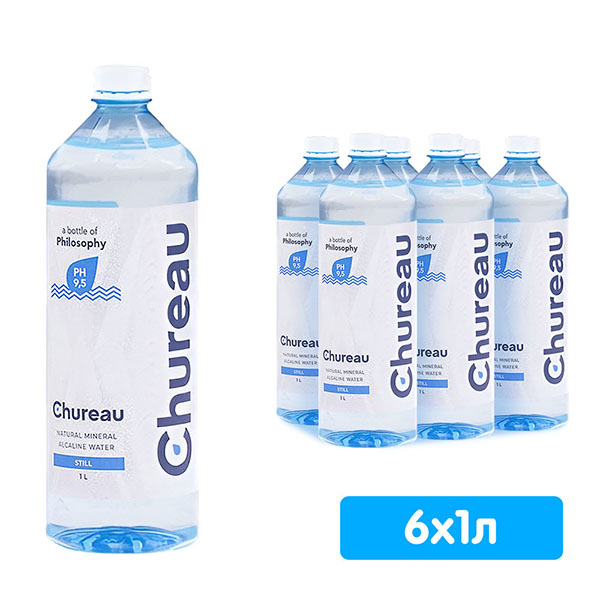 Вода питьевая Chureau 1 литр, без газа, пэт, 6 шт. в уп