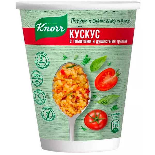 

Каша Knorr быстрого приготовления кускус с томатами и душистыми травами 50 гр