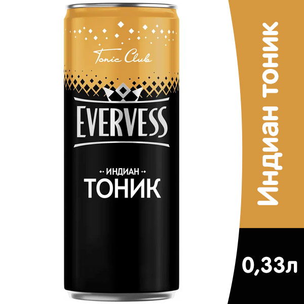 Evervess / Эвервес Индиан Тоник 0,33 литра, сильногазированный, ж/б, 12 шт. в уп Evervess / Эвервес Индиан Тоник 0,33 литра, сильногазированный, ж/б, 12 шт. в уп. - фото 1