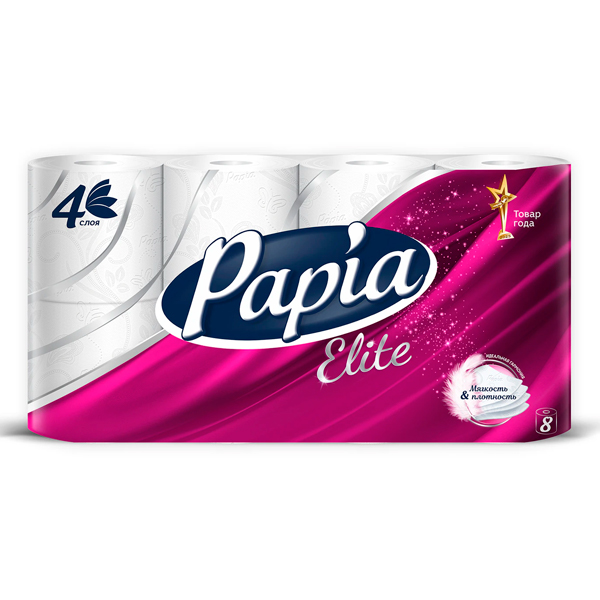 Туалетная бумага Papia Deluxe/Elite Белая 4 слоя (8 шт)
