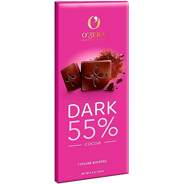 Шоколад OZera Dark горький какао 55% 90 гр