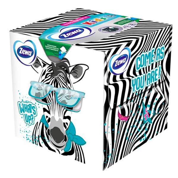 Салфетки Zewa / Зева Kids Cotton Touch бумажные с хлопком 3D коробка 3-х сл 60шт (1шт)