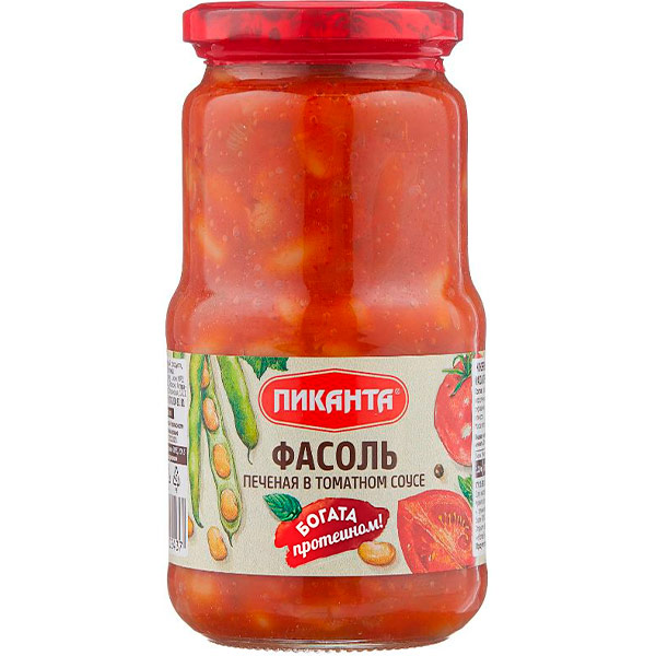 Фасоль Пиканта печеная в томатном соусе 530 гр - фото 1