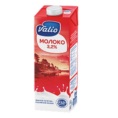 Молоко Valio Elite 3,2% БЗМЖ 1 литр, 12 шт. в уп.